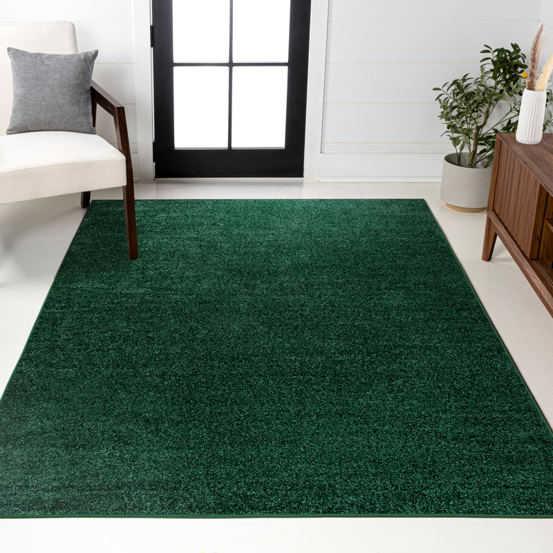 Latitude Run® Asahi Solid Low-Pile Emerald Rug & Reviews | Wayfair